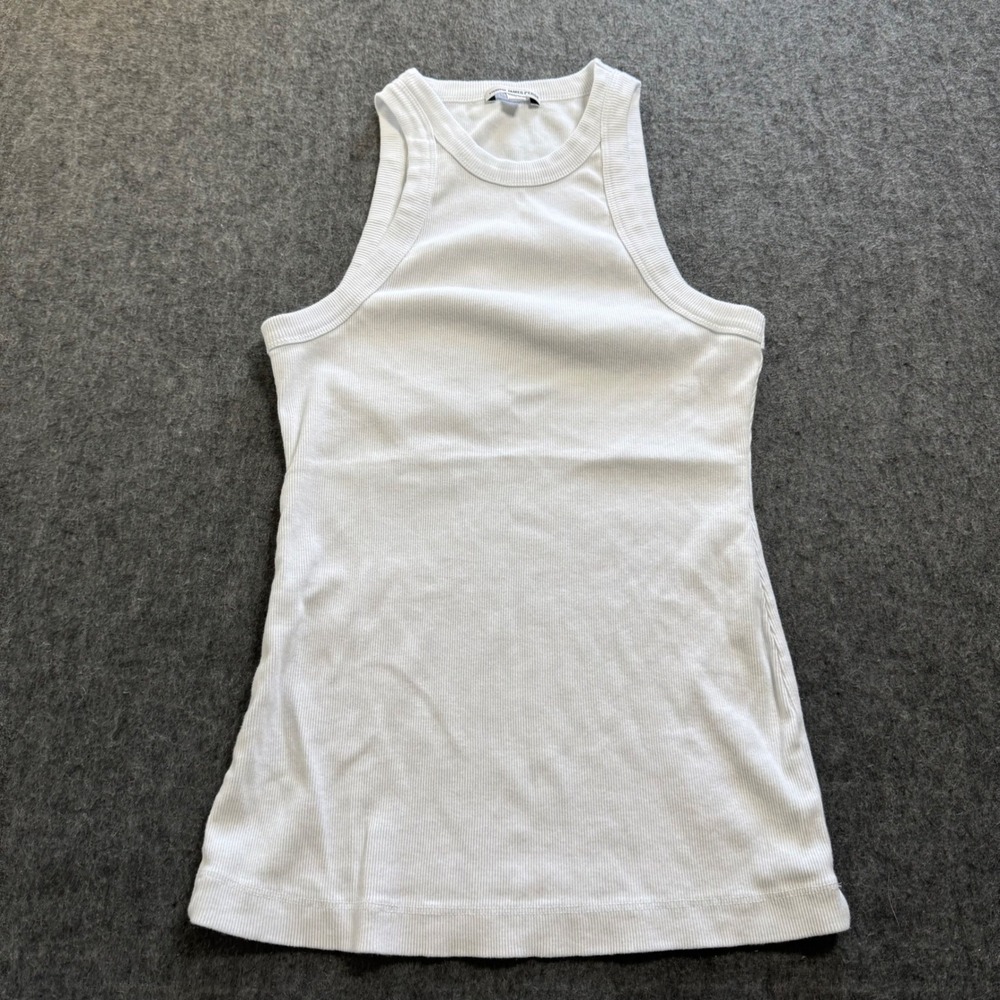 James Perse Standard White Ribbed Tank Top WNLC3625CU Size 2